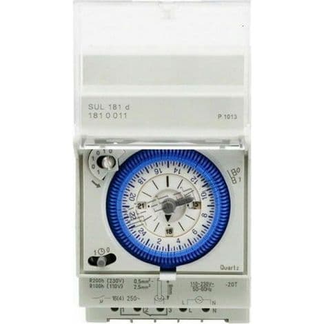 Analog Timer - 12V AC/DC Synkronmotor - Daglig Programmering - 96 Segmenter 15 Min - DIN-skinne Montering