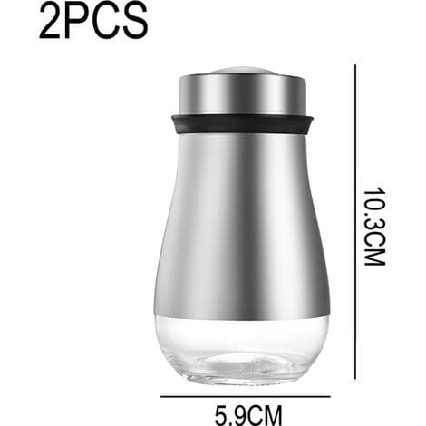 Salt- och pepparströare - Glas - Propp i rostfritt stål - Justerbart flöde - 120 ml kapacitet - Set om 2