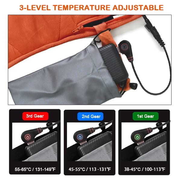 USB-opvarmet liggeunderlag med 3 temperaturniveauer, isolerende til camping, 198x61cm