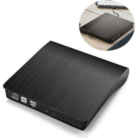 Eksternt CD/DVD-drev - USB 3.0 - Kompatibel med Windows og Mac - Til bærbare og stationære computere - 14,6 x 14,3 x 1,6 cm - Sort