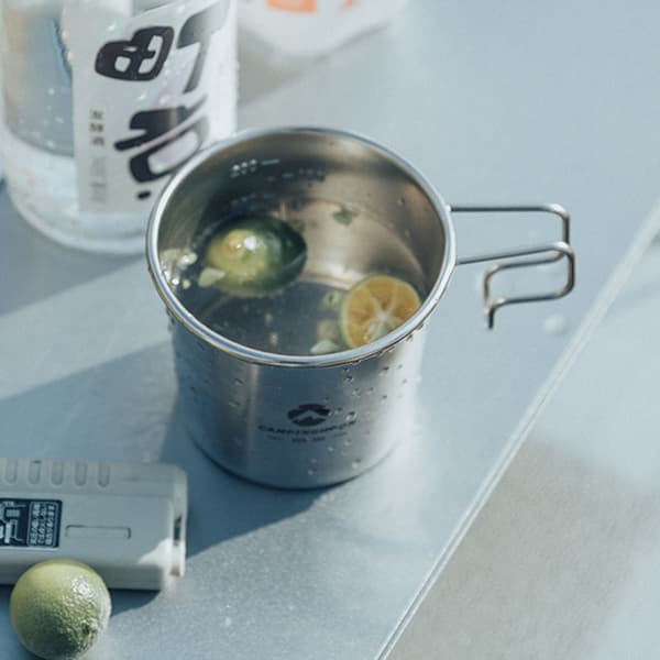4 Sierra kopper i rustfrit stål 210 ml med opbevaringspose til camping og vandreture