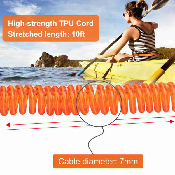 Surfbrætstrop 7mm Talje 10ft Viklet SUP Stand Up Paddleboard Leash
