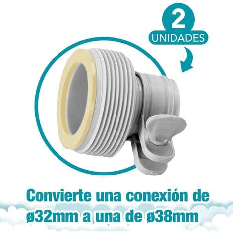 Slangeadapter - 32 mm til 38 mm - Til fritstående pools - 2 stk.