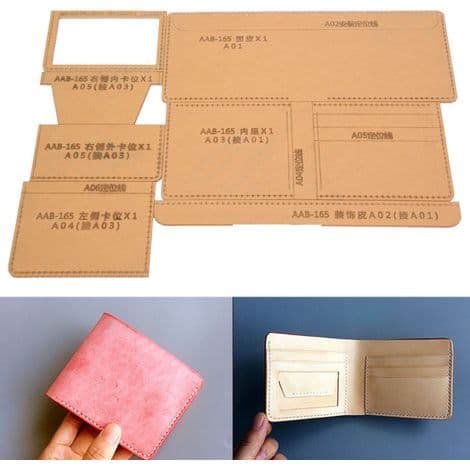 Kort plånboksmall. Akrylstencil. Läderhantverksmall. DIY-form
