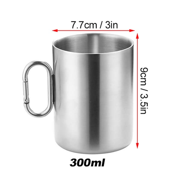 304 Rostfritt Stål Camping Vattenmugg med Karbinhake 200ml/300ml/400ml