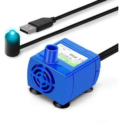 Pumpe til vandfontæner til kæledyr. USB genopladelig.