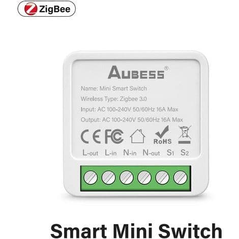 Tuya Zigbee/WiFi smart switch med energimonitor. 16A tovejs afbryder. Smart Life