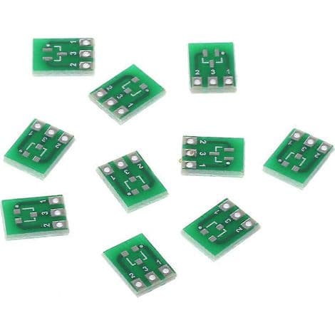 Pakke med 10 SMD SOT23-3 til DIP SIP3 dobbeltsidede adaptere til DIY printplader