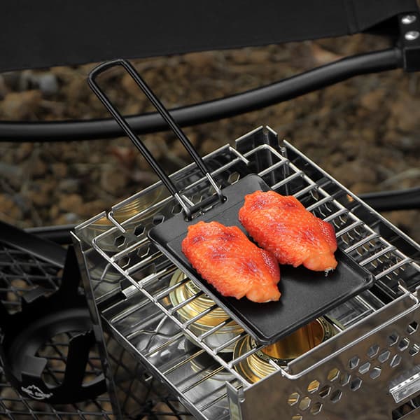 Mini non-stick grillpanne for BBQ, camping, backpacking, liten ostegrill