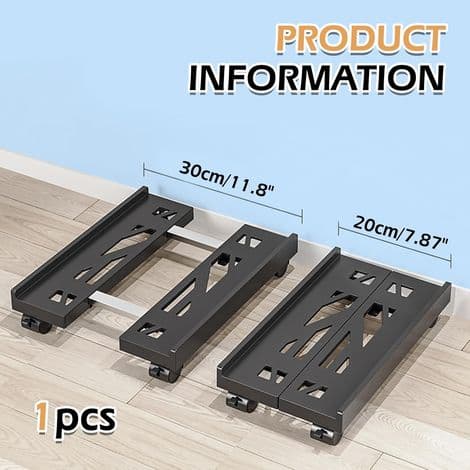 Justerbart PC-stativ under skrivebord – Høyde 20 til 30 cm – Maks belastning 30 kg – 4 svingbare ABS-hjul – Optimal ventilasjon