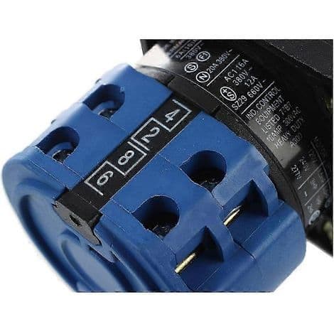 Elektrisk komponent: 660V 20A roterende kamvelger. 6 terminaler. 4 posisjoner