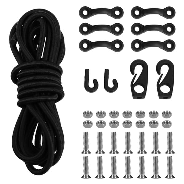 Bungee Rigging Kit för Kajak med Elastisk Lina, J-krokar och Öglor