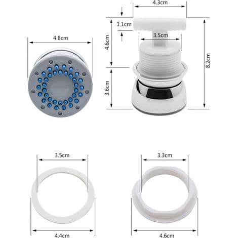 Massagedyse - Til badeværelsesskabspanel - 2 funktioner: Regn og hydromassage - Diameter 35 mm - 6 stk.