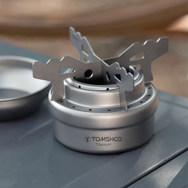 Bærbar Titanium Alkoholbrænder til Camping, Mini Backpacking, med Robust og Kompakt Stativ