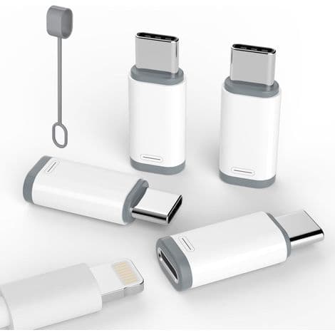 Lightning til USB-C-adapter - Dataoverførsel og opladning - Kompatibel med iPhone 15, 16, 17 og Pro Max - Aluminium - 4-pak