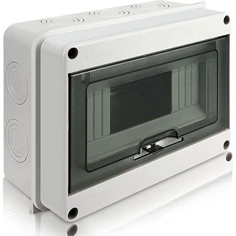 IP65 Vandtæt Samledåse - 1 Række 8 Moduler - Til Udendørs Solcelleinstallation og Ladestation - ABS PC - IK08