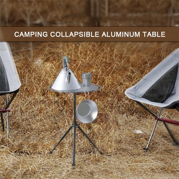 Bærbart foldbart picnicbord i aluminium, justerbart, til camping, strand og havebrug.
