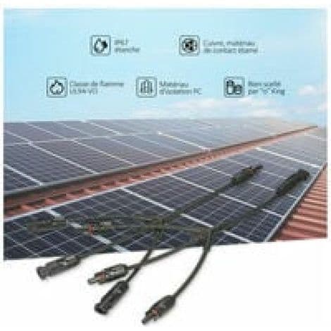MC4 Y-gren solpanelstikadapter - 1 par M/FFF og 1 par F/MMM - Til solcelleinstallation - 2 stk.