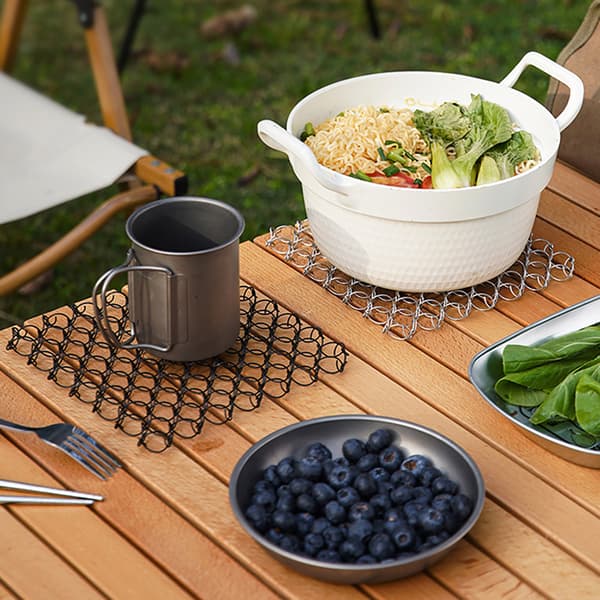 Varmeisoleret gryde- og kopholder i rustfrit stål til picnics og camping