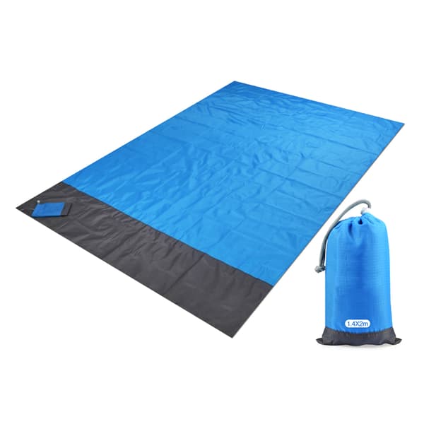 Vanntett strandhåndkle, piknikmatte, bærbar campingmatte, 1,4x2m polyester med plugger