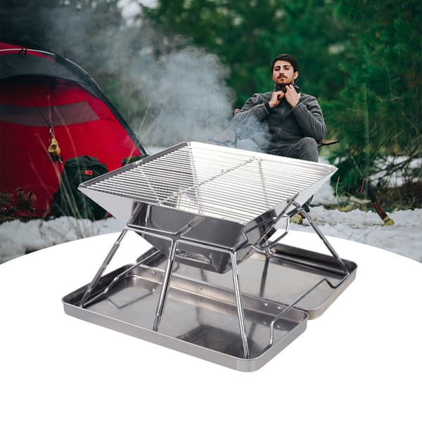 Sammenklappelig grill i rustfrit stål til camping, backpacking og udendørs aktiviteter