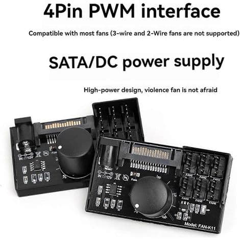 Højtydende PWM blæserhastighedsregulator, 4-bens SATA DC-stik, til NAS-servere
