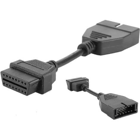 Professionelt diagnostisk tilslutningskabel til biler. 12-polet han til 16-polet hun OBD1/OBD2-adapter.
