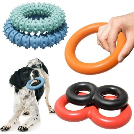 Tuggleksak - Naturgummi - 12 cm Diameter - För Valpar - 3-pack