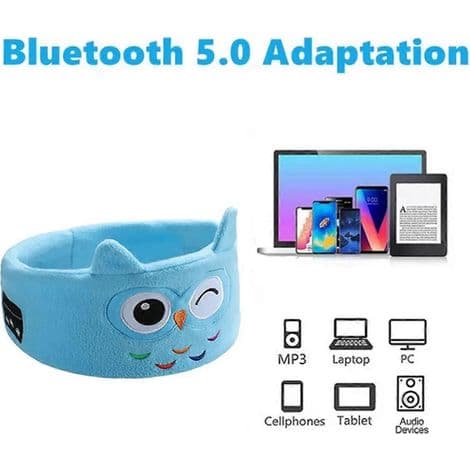 Mjuk sovmask för barn. Bekväma trådlösa Bluetooth-hörlurar. Djurmönster. Elastisk.