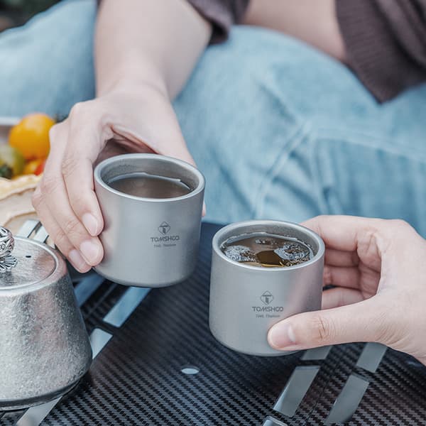 Lättviktig, hållbar tvålagers resemugg för te, kaffe, vin, camping, backpacking