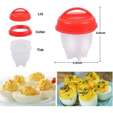 Sett med 12 silikon-eggekopper for hardkokte egg (uten skall).