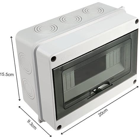 IP65 Vandtæt Samledåse - 1 Række 8 Moduler - Til Udendørs Solcelleinstallation og Ladestation - ABS PC - IK08