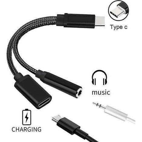 USB-C til USB-C digital lydadapterkabel med 3,5 mm jackplugg. Praktisk og kompatibel med de fleste enheter.