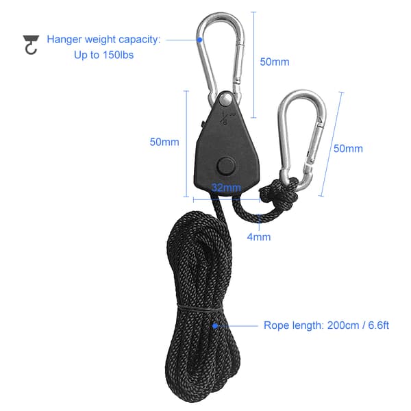 Justerbart repstöd för växtbelysning, kraftigt, 68 kg, 2 m