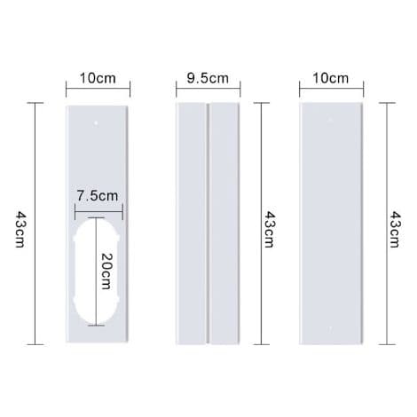 Vinduesglidesæt - 15 cm flad adapter - Justerbar længde op til 190 cm - Til bærbar aircondition - 3 dele