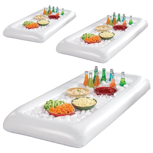 Uppblåsbart isserveringsbord för bufféer med dräneringsplugg - Perfekt för poolpartyn och grillar