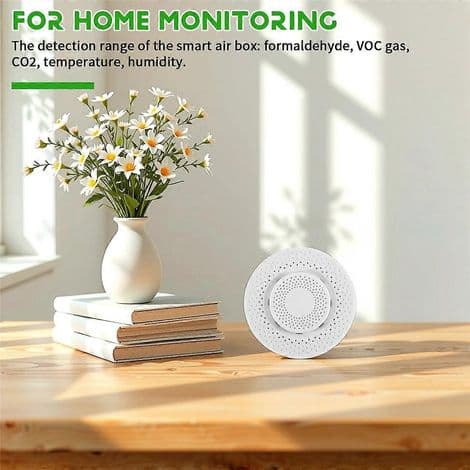 Zigbee/Tuya WIFI Smart Box med koldioxiddetektor (CO2), formaldehydsensor, VOC-sensor och temperatursensor (H)