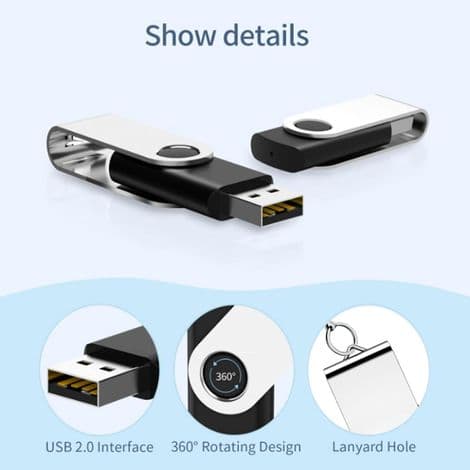 USB-minne - 32 GB - USB 2.0 - Vridbar - För datalagring och överföring - 5-pack