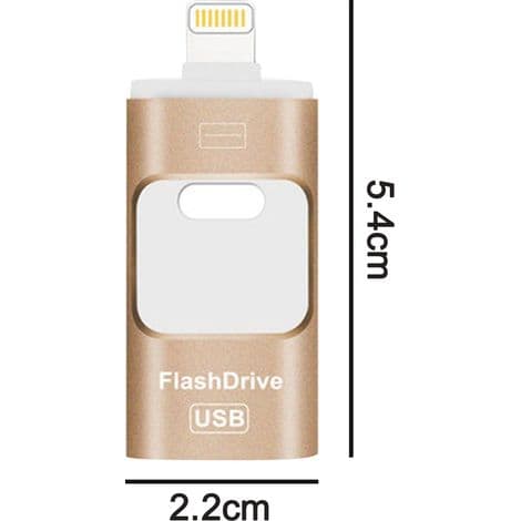 USB-minne - 3-i-1 USB 3.0 - USB-C-port för iPhone och USB-A - Extern lagring för iPhone, iPad, Android och PC - 64 GB