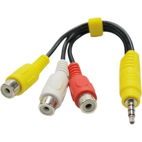 AV-adapterkabel - 3,5 mm han til 3 RCA hun - Til TV - 23 cm