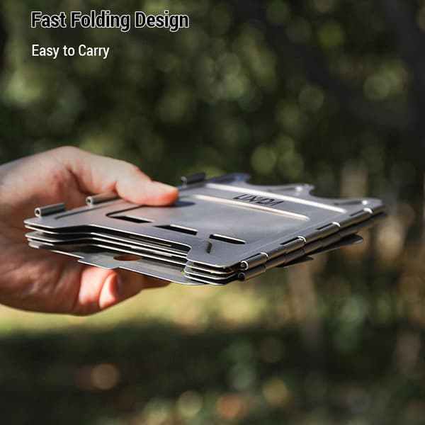 Titanium vikbar vedspis för camping, vandring och bärbar minigrill