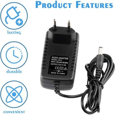12V 2A AC-adapter - Extern strömförsörjning för hårddisk - Kompatibel med WD My Book Essentials - 1-pack