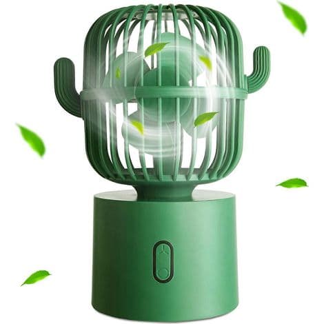 Kaktusblæser. Sød og stille lille bordventilator. Mini skrivebordsventilator. 80° luftstrøm. USB