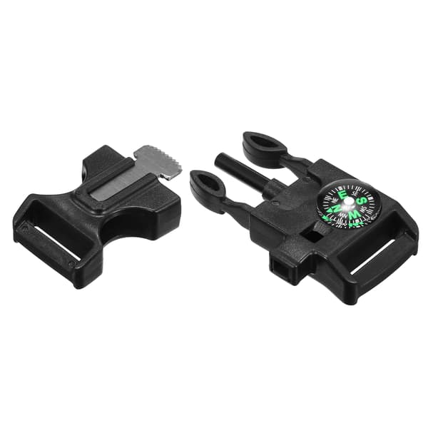 5-i-1 Quick Release Spænde med Kompas Fløjte Ildstarter til Paracord Camping Armbånd (10 stk.)