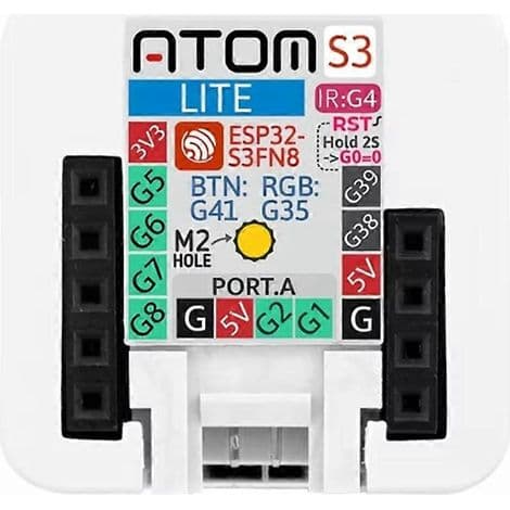 ATOMS3 Lite ESP32S3 udviklingssæt: ESP32-S3 programmerbar controller. Grundlag for udvikling af indlejrede IoT-applikationer.