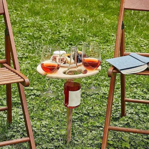 Rundt Mini Sammenleggbart Vintable for Piknik og Utendørs Camping