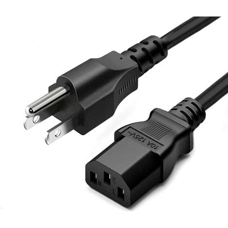 Strømkabel - 1,5 m - 10 A - 125 V - 3-benet - Sort - Til skærm, computer, printer, fjernsyn, radio