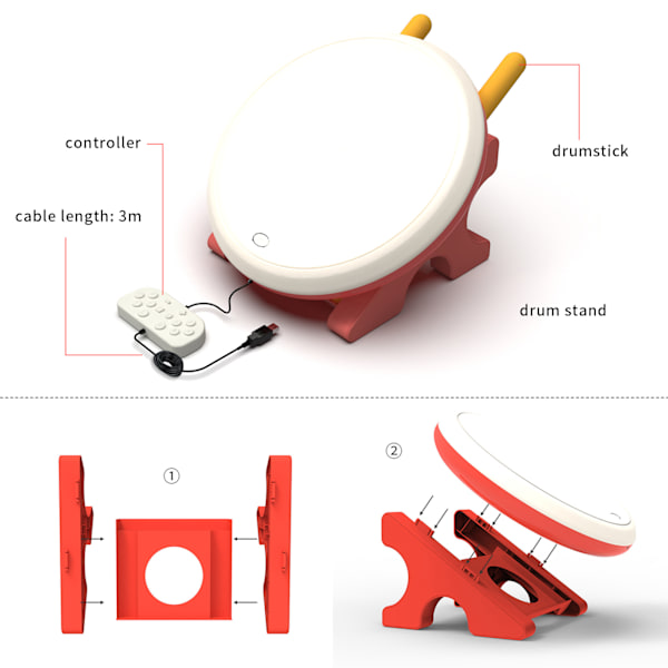 YESOJO Taiko Tromme med N-Switch Controller, Trommemester Gaming Tilbehør