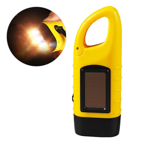 Dynamo-lykt med håndsveiv og oppladbart LED-solcellepanel for utendørs camping