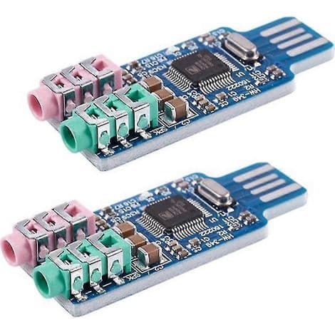 Sæt med 2 blå CM108 USB lydkort. Driverløs.